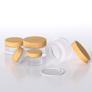 Contenitori in Vetro Trasparente per Cosmetici 5g-100g, Vasetti per Crema Corpo con Coperchio in Legno di Bambù per Cura della Pelle e Profumi - Product Image 2