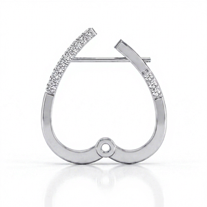 Boucles d'oreilles en or blanc avec diamants, taille brillant rond, design minimaliste, pour femme, à porter au quotidien - Product Image 1