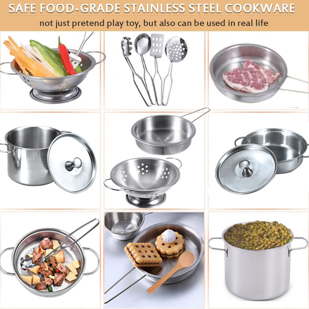 Set di utensili per pentole in acciaio inossidabile per bambini