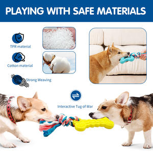 צעצועי לעיסה לחיות מחמד סיטונאי, צעצועי חבל אינטראקטיביים למשחק משיכה, צעצועי לעיסה מקוטון לכלבים קטנים - Product Image 3