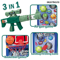 Nouvelle Machine de Jeu de Tir à Cible Intérieur 3-en-1 de Basketball avec Sac de Sable, Jouets Pistolets Interactifs à Billes Souples pour Adultes, Enfants et Garçons