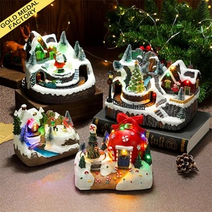 Caja de Música Luminosa Giratoria de Resina para Navidad, Adornos de Tren Pequeño Giratorio, Regalos de Navidad, Decoración de Papá Noel y Muñeco de Nieve - Product Image 2