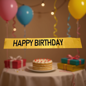 Fascia Dorata 'Buon Compleanno' con Lettere Nere, Elegante Decorazione per Feste, Confezione da 12 Pezzi - Product Image 3