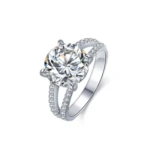 Jewelry Wholesale Classic Simulated White Gold Plated Gemstone Rings Round 18k Gold Pated Style 18k Engagement Wedding Ring