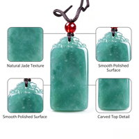 Pendentif de sécurité en jadéite birmane de qualité supérieure, jade vert naturel rectangulaire Wu Shi Pai pour cadeau de bijoux et vente en gros