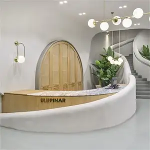 CIRIカスタマイズされたユニークなアートシェイプLEDライトモダンな家具ホワイトビューティーサロンスパギャラリー高級レセプションカウンターフロントデスク