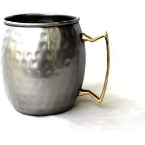 PARIJAT Handicraft Set 4 Stainless Steel Moscow Mule Mugs 16 Ounce <b>Insulated</b> Brass Handle Ceramic Coffee Beer <b>Cup</b> Brass-Handle - Product Image 4