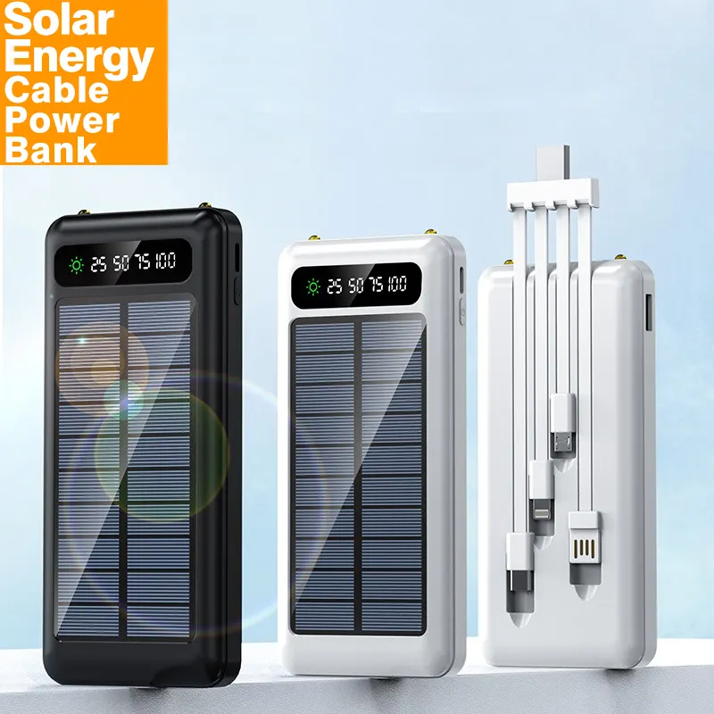 Fabrika açık güneş enerjisi bankası 20000mah 30000mah güneş enerjisi bankası s çift Led yakıcılar 4 teller Powerbank ile geliyor