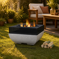 MST MR-OUF-BT-FP-016 Housse de protection en maille pour foyer moderne, base carrée en pierre, ouverture supérieure, 55x55x36cm, pour meubles d'extérieur, bûches de jardin/terrasse