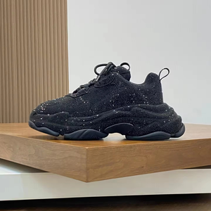 รองเท้าผ้าใบหนังแท้คุณภาพสูงแบบผูกเชือก กันลื่น ดีไซน์เพชร พื้นหนา สำหรับผู้ชายและผู้หญิง รองเท้าลำลองสำหรับเดิน - Product Image 2