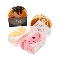 Boîte de boulangerie personnalisée Bagel Scoop pour croissants ronds pliable avec logo imprimé manchon gaufré papier Mini Burger Churro Box manchon en papier