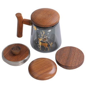 Walnut Wood Teapot Lid Round Reusable Tea Strainer <b>Coffee</b> Tea Tools - Product Image 5