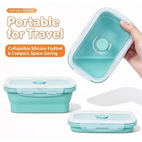 Boîte de conservation alimentaire pliable en silicone, boîte à lunch pliable avec couvercle hermétique, récipient de préparation des repas en silicone compatible micro-ondes