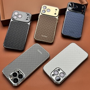 Nouvelle coque de téléphone portable en cuir PU magnétique électroplaqué pour iPhone 18 14 15 16 17 Pro Max avec film protecteur d'objectif en verre - Product Image 2