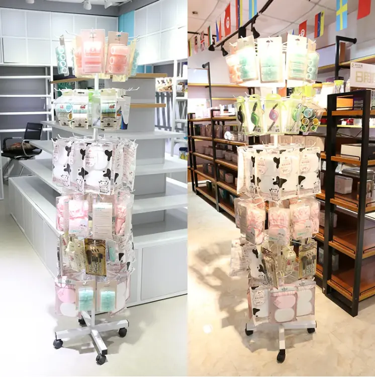 Metal Rotating Display Stand Spinning Floor Hanging Wire Jewelry Display Rack Socks Display Stand Shops