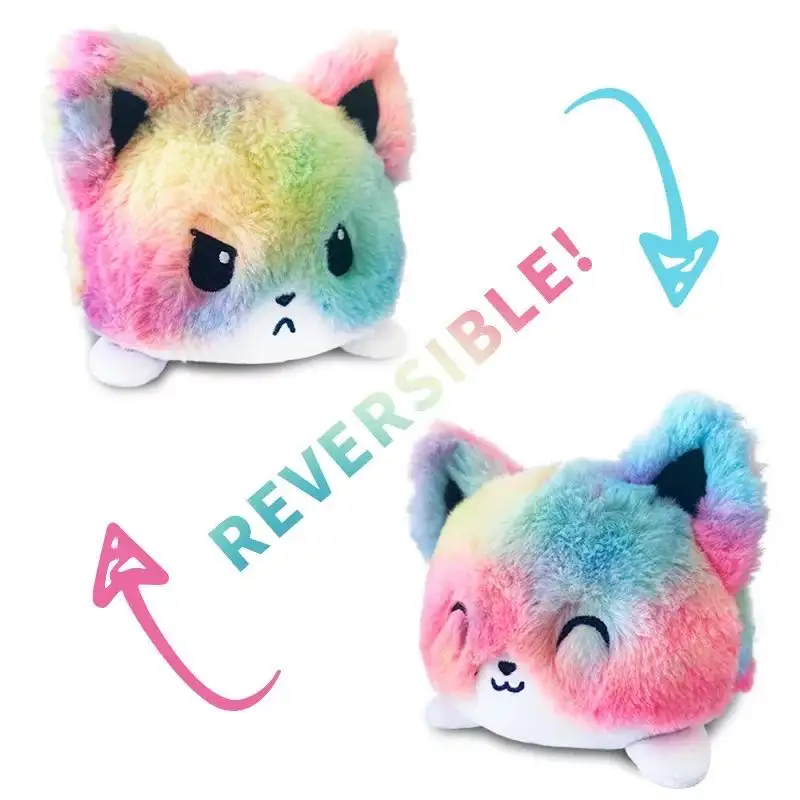 Wholesale Double-Sided Flip Doll Reversible Rainbow Stuffed Animal Reverse Cat