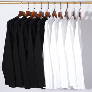 Camiseta informal de manga larga de algodón pesado para <span class=keywords><strong>hombre</strong></span> y mujer, diseño en blanco, Base blanca, Jersey de Color sólido suelto, tela con impresión Digital - Product Image 1