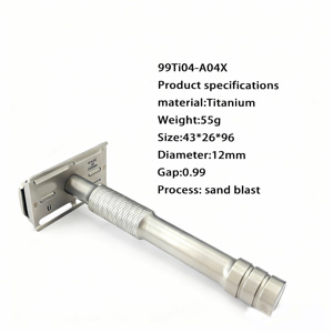 OEM Manufacturer Sandblasted Silver Finish Gap 0.99 Premium Titanium Balanced Shave <strong>Double</strong> <strong>Edge</strong> <strong>Razor</strong> - Product Image 4
