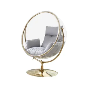 Popüler asılı sandalyeler swingingegg küre altın kabarcık akrilik top sandalye standı ile