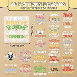 Shejdgart <span class=keywords><strong>para</strong></span> Transferencias, Listo <span class=keywords><strong>para</strong></span> Planchar, 20 Piezas de Parches de Vinilo Divertidos y Sáticos <span class=keywords><strong>para</strong></span> Camisetas y Bolsos - Perezoso y Mapache - Product Image 2