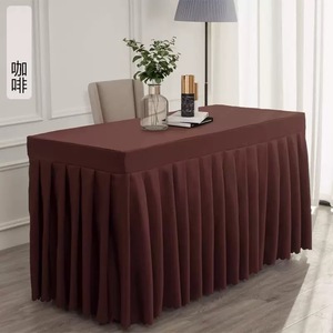 Housse de table en polyester et élasthanne tissée sur mesure de 6 pieds carrés pour les mariages, les événements, les hôtels, lavable, utilisation en extérieur, motif uni - Product Image 6