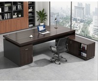 Bureau de direction moderne et minimaliste en bois avec chaise de travail pour employé, bureau informatique individuel avec tiroir