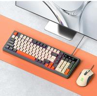 T-WOLF TF330 Keyboard Gaming Berkabel dan Kit Mouse 7200DPI Efek Cahaya RGB 98 Tombol Keycaps Dapat Dilepas Kombinasi Keyboard dan Mouse Nirkabel