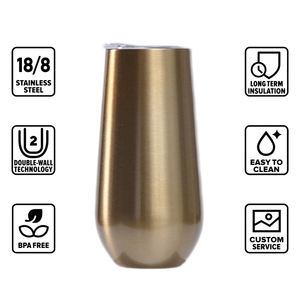 แก้วแชมเปญสแตนเลสสองชั้นขนาด 6 ออนซ์ สีโรสโกลด์ ไม่มีก้าน แบบเก็บความเย็น - Product Image 5