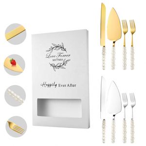 Ceramic Pearl Handle Stainless Steel Cake Set <b>Bread</b> Pizza <b>Knife</b> Spatula Dessert Fork Baking Tools - Product Image 3
