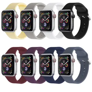 Venta al por mayor cinturón de banda de rock-Correa de silicona para reloj Apple Watch, repuesto de correa de goma para reloj Apple Watch 1234567 Se 38/40/41/ 42/ 44/ 45Mm