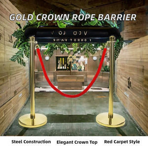 Barrière de sécurité <span class=keywords><strong>en</strong></span> acier inoxydable doré avec corde et sommet <span class=keywords><strong>en</strong></span> forme de couronne pour cérémonie de mariage, protection IP10, non remplissable d'eau, pour rouge - Product Image 4