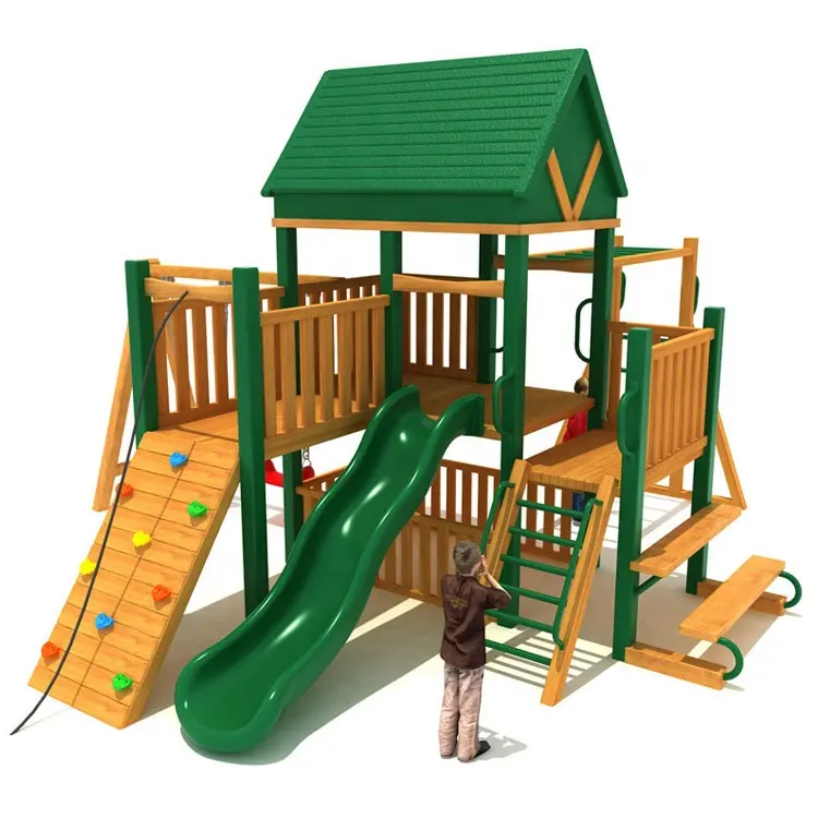 Aangepaste Kinderen Houten Speeltuin Outdoor Voor Kinderen Outdoor Pretpark