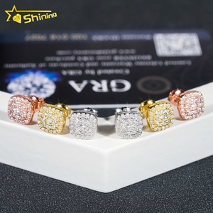 Testeur de diamants prêt à expédier boucles d'oreilles à tige en moissanite VVS en argent sterling 925 <span class=keywords><strong>populaire</strong></span> Hip Hop glacé - Product Image 2