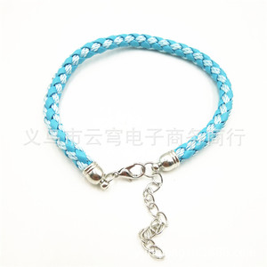 Pink Braided Leather Cord <b>Bracelet</b> 6Mm Single Layer With Metal Clasp For Gift Jewelry - Product Image 5