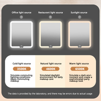 Miroir cosmétique portable à lumière LED avec miroir carré Caractéristiques numériques Boîte organisateur et batterie de charge USB pour miroir LED