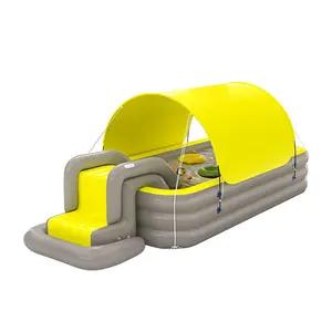 JXB Automatischer Pool für Kinder und Erwachsene Aufblasbar mit Canopy Slide Swimming Pool Aufblasbar
