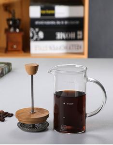 Classic High Quality Borosilicate Glass French Press <b>Coffee</b> <b>Maker</b> 400ml 800ml with Hand Grip Bamboo Lid for Milk Office Home Use - Product Image 5