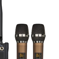 Console de mixage audio avec système de microphone sans fil 4 canaux, deux micros portatifs UHF pour karaoké