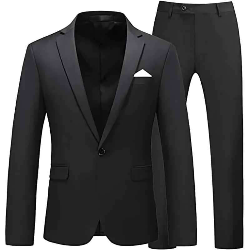 Men Business Casual Wedding Party 2 Pieces Jacket Trousers Waistcoat Set Male Blazer Coat Pants Vest Fashion Slim Fit Suits