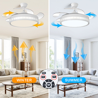 Ventilateur de plafond en plastique à moteur CC avec télécommande pliable, avec lustre et refroidissement par air, ventilateur de plafond suspendu