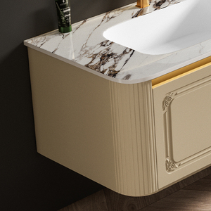 <span class=keywords><strong>Meuble</strong></span>-<span class=keywords><strong>lavabo</strong></span> de salle de bain en aluminium alvéolé épaissi au design minimaliste de luxe, avec vasque en céramique <span class=keywords><strong>et</strong></span> plan de travail en marbre. - Product Image 5