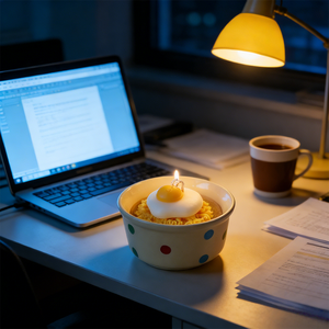 Candele a Tema Noodle e Uova Fritte per Feste a Tema Amanti degli Snack Asiatici, Forniture all'Ingrosso per Compleanni e Oggetti di Scena Fotografici - Product Image 5