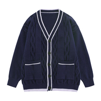 Übergroße neutrale Pullover-Strickjacke für Herren und Damen Einfaches Design Strickjacke im Campus-Stil Benutzer definiertes Logo
