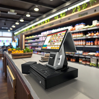 Windows 10 Android Capacitive Touch Screen 15.6+15.6" All-in-One POS System Restaurants Dual Displays Intel J1900/i3/i5/i7 CPUs