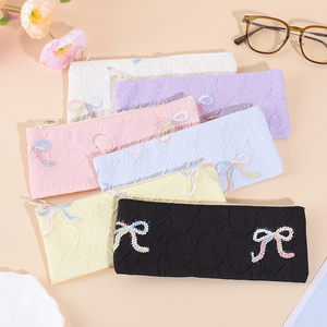 Özel Logo Macaron renkli kalem kılıfı yay desen tasarım ofis masaüstü kırtasiye depolama kalem kutusu okul için - Product Image 2