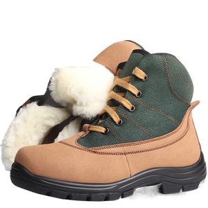 Men Winter Snow <b>Boots</b> Wool Lined Thick Sole Non Slip Mid Heel Outdoor <b>Brown</b> Green Canvas Cotton Shoes - Product Image 1