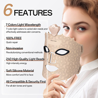 Masque facial LED portable en silicone à technologie photonique 7 couleurs, prix d'usine, idéal pour les voyages, avec 7 fonctions