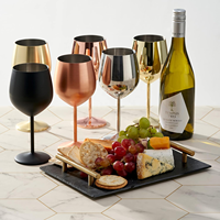Verre à vin en acier inoxydable doré mat, 17 oz, grande capacité, gobelets à vin incassables, verres à vin rouge dorés pour cadeau de fête