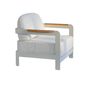 Set di Divani da Giardino Moderni Stile Hotel per Esterni con Cuscini Impermeabili in Legno di Teak e Alluminio Bianchi - Product Image 4