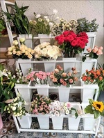 Étagère de présentation de fleurs et de plantes vertes pour supermarché Kainice, en métal, à plusieurs niveaux, avec roulettes, pour le stockage de fleurs fraîches